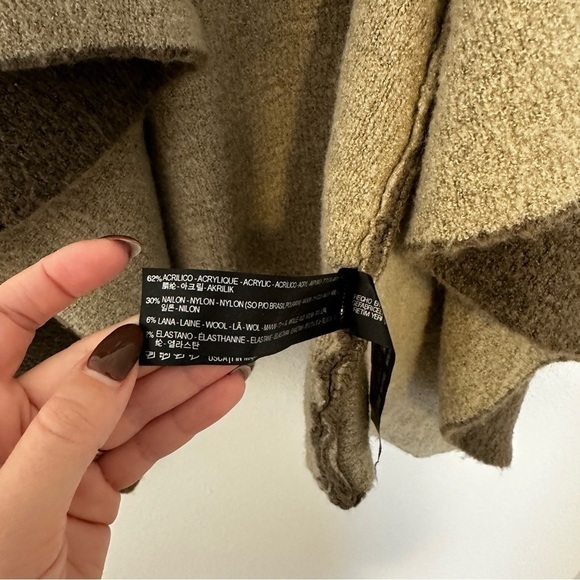 Zara Knit Two Tone Waterfall Cardigan Wool Blend Brown Mocha Size Small Women’s - Picture 11 of 11